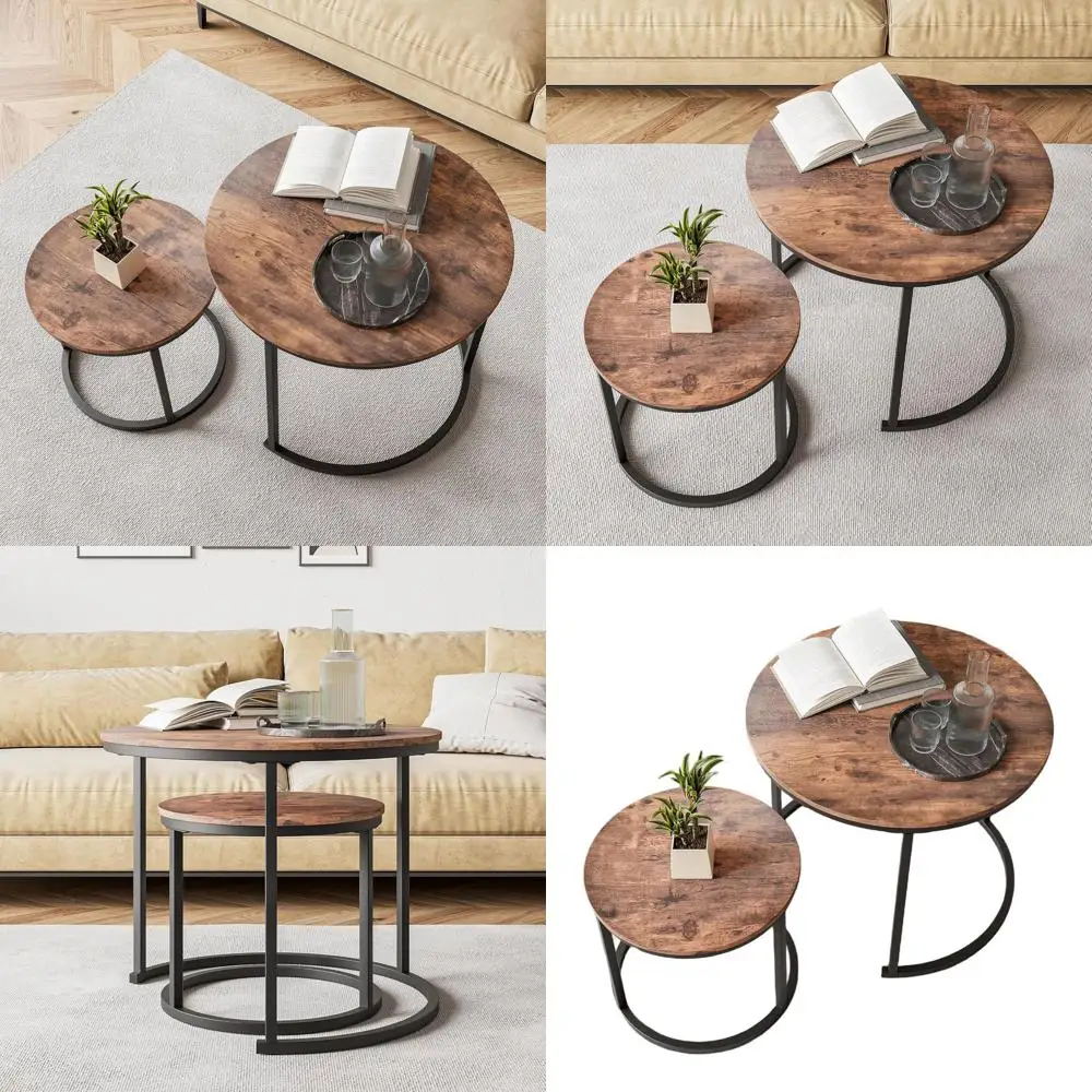 Compact Rustic Brown Wood Nesting Coffee Table Set for Small Spaces - Ideal for Living Rooms and Offices
Compact Rustic Brown Wood Nesting Coffee Table Set for Small Spaces - Ideal for Living Rooms and Offices