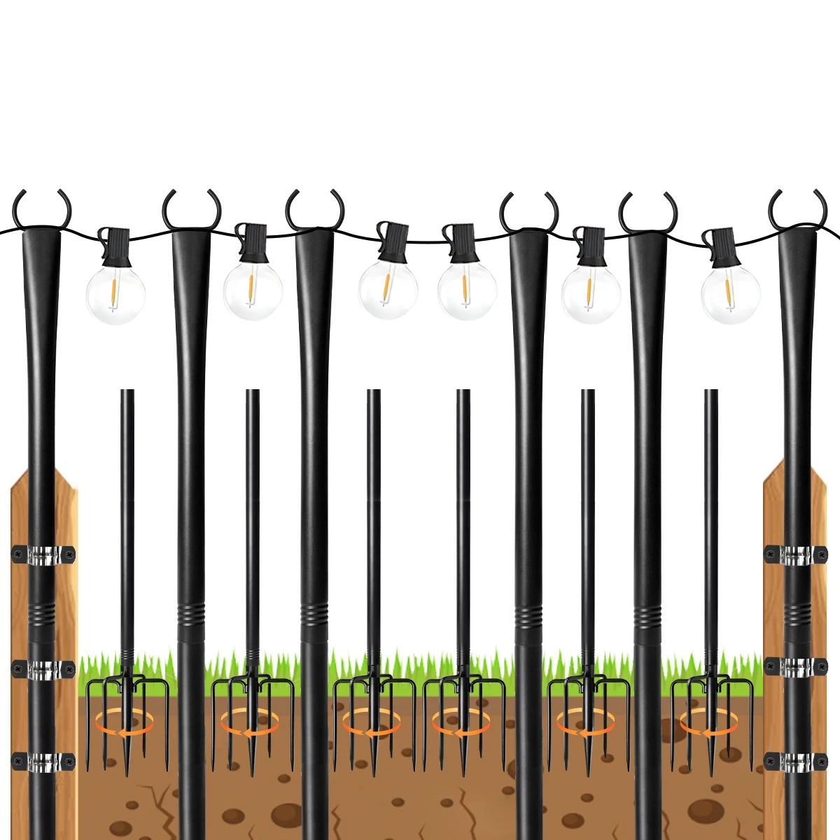 2/4/6pcs 10ft Outdoor Light Pole, Plastic & Metal String Light Pole, Fork Design for Backyard, Patio, Deck, Garden, Wedding
2/4/6pcs 10ft Outdoor Light Pole, Plastic & Metal String Light Pole, Fork Design for Backyard, Patio, Deck, Garden, Wedding