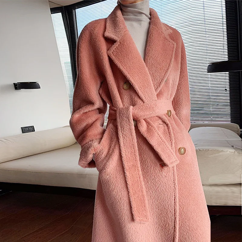High-end 100% Alpaca Coat Women Camel Mid-Length Wool Jacket Female Winter Thick White Lace-Up Warm Double Breasted Suit Collar
High-end 100% Alpaca Coat Women Camel Mid-Length Wool Jacket Female Winter Thick White Lace-Up Warm Double Breasted Suit Collar