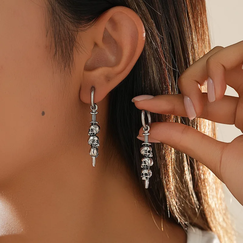 Personalized Cross Skull Earrings with Hip Hop Punk Style Axe eardrop, Halloween Ghost Head accessories 
Personalized Cross Skull Earrings with Hip Hop Punk Style Axe eardrop, Halloween Ghost Head accessories