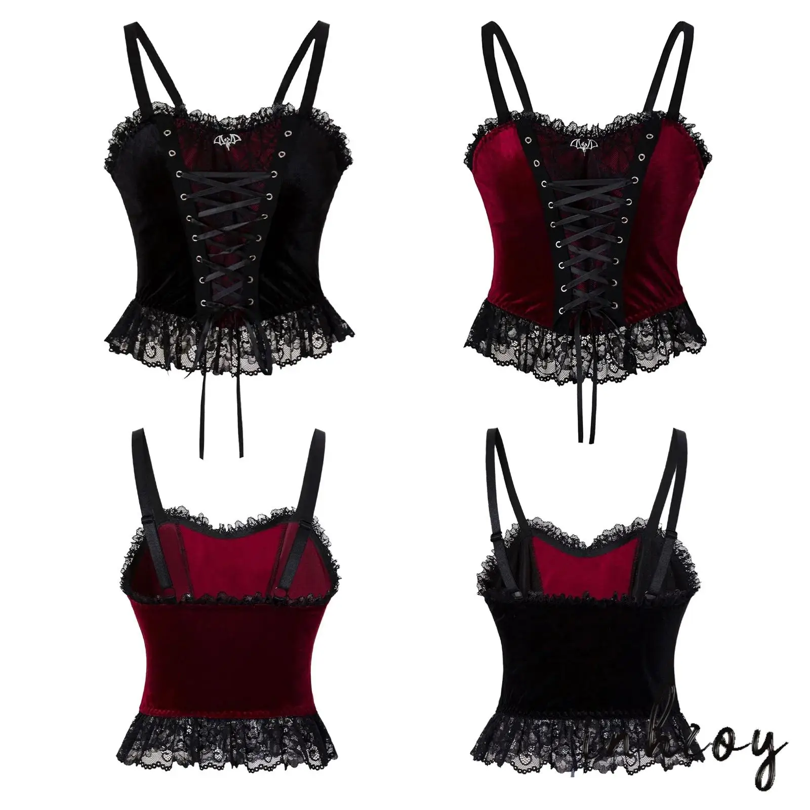 Women Vintage Renaissance Gothic Lolita Style Corset Top Front Lace-up Lace Trim Velvet Bustier Camisole Top Body Shaper Bustier
Women Vintage Renaissance Gothic Lolita Style Corset Top Front Lace-up Lace Trim Velvet Bustier Camisole Top Body Shaper Bustier