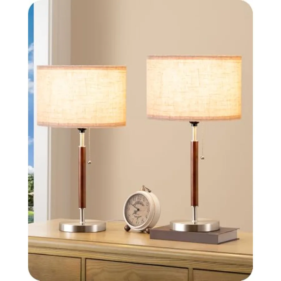 Mid Century Table Lamp Set of 2 Pull Chain Switch Bedside Lamp Linen Shade Solid Wood Pole and Brushed Nickel Metal Base Modern
Mid Century Table Lamp Set of 2 Pull Chain Switch Bedside Lamp Linen Shade Solid Wood Pole and Brushed Nickel Metal Base Modern