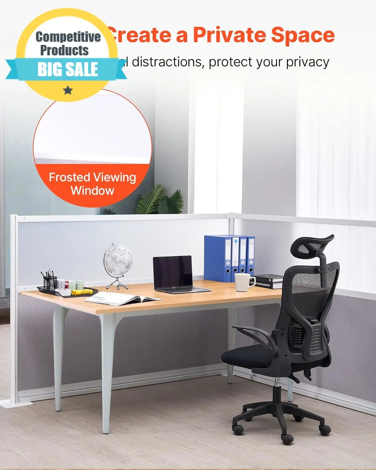 Substantial Office Divider Privacy Partitions, 2-Pack, 72" X 48" Room Divider Walls, PET Workstation Cubicle Partition With Fros
Substantial Office Divider Privacy Partitions, 2-Pack, 72" X 48" Room Divider Walls, PET Workstation Cubicle Partition With Fros