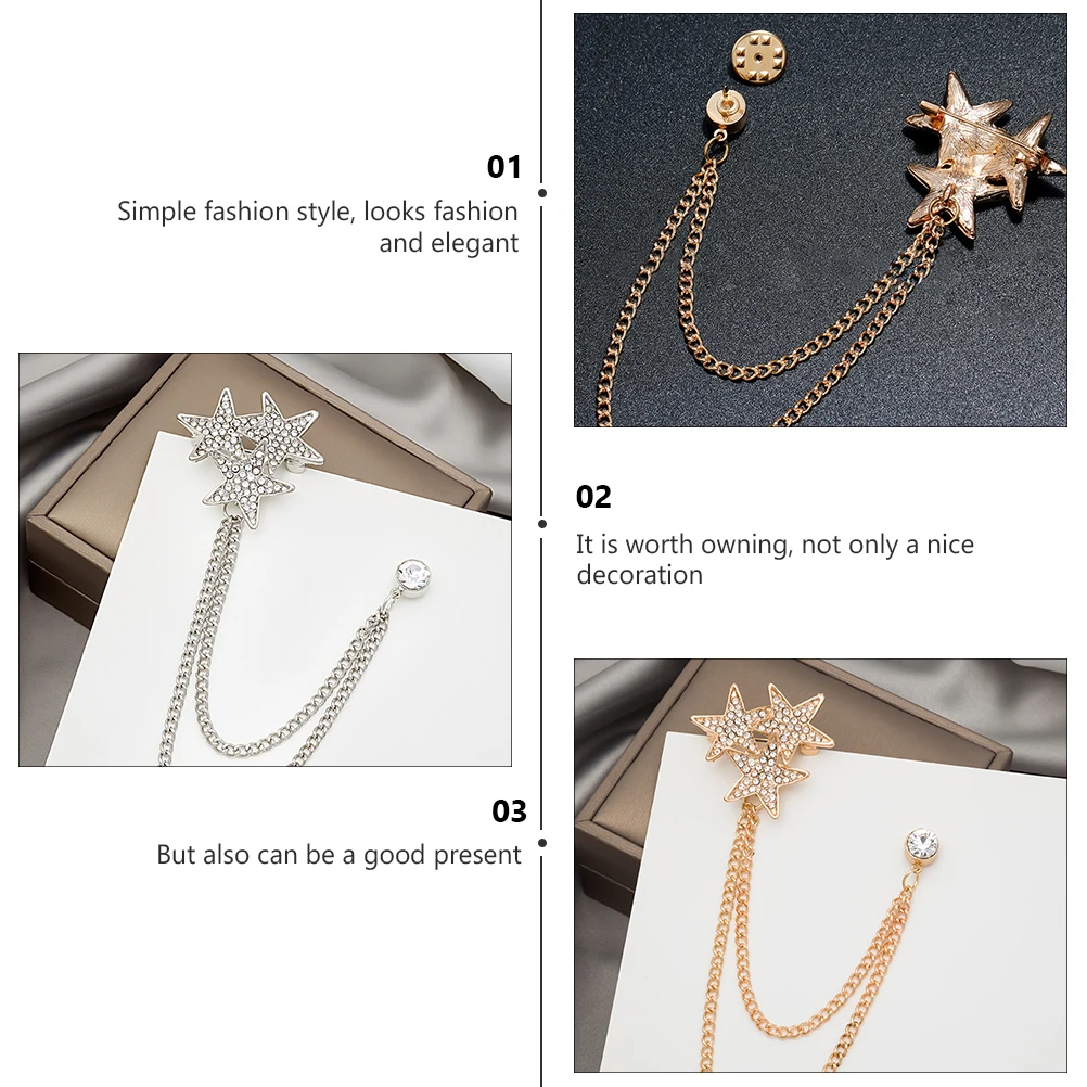 2pcs Star Chain Brooches Personalized Lapel Pin For Clothing Bags Jackets Hats Party Wear Fashion Jewelry Breastpin
2pcs Star Chain Brooches Personalized Lapel Pin For Clothing Bags Jackets Hats Party Wear Fashion Jewelry Breastpin