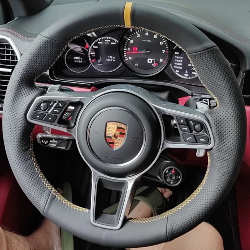 Для Porsche Taycan Cayenne Macan Panamera 718 911, прошитый вручную нескользящий чехол на руль из натуральной кожи из углеродного волокна
Для Porsche Taycan Cayenne Macan Panamera 718 911, прошитый вручную нескользящий чехол на руль из натуральной кожи из углеродного волокна