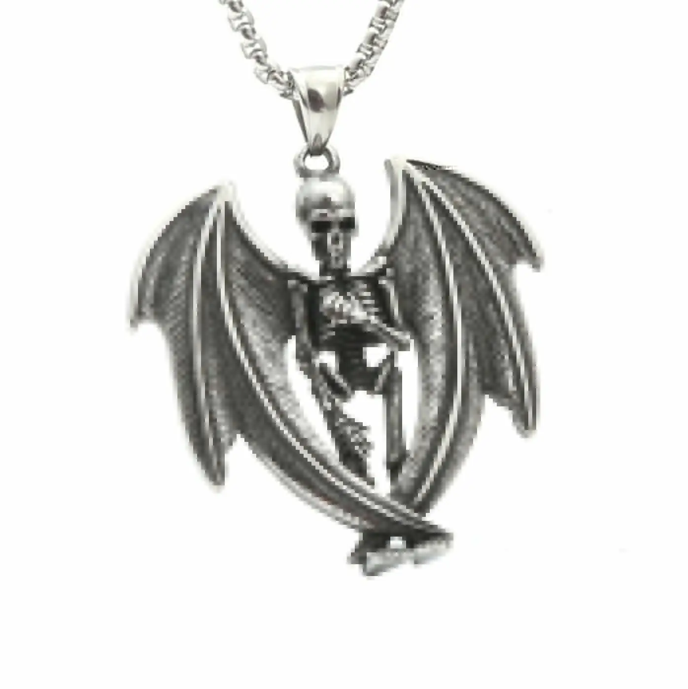 Vintage Stainless Steel Winged Angel Of Death Skull Skeleton Pendant Necklace Chain Men's Accessories Jewelry Free Shipping
Vintage Stainless Steel Winged Angel Of Death Skull Skeleton Pendant Necklace Chain Men's Accessories Jewelry Free Shipping