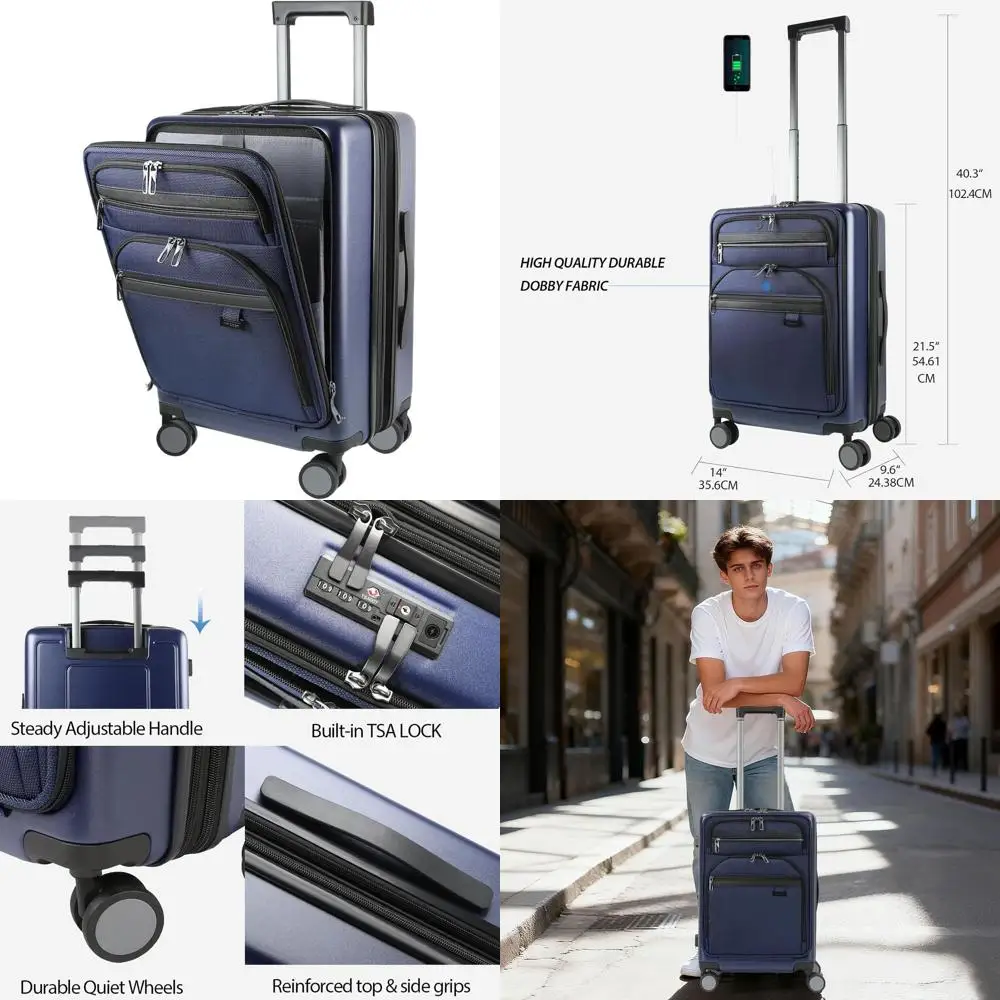 20 Navy Expandable Hardside Carry-On Luggage with TSA Lock, USB Port & Front Pockets
20 Navy Expandable Hardside Carry-On Luggage with TSA Lock, USB Port & Front Pockets