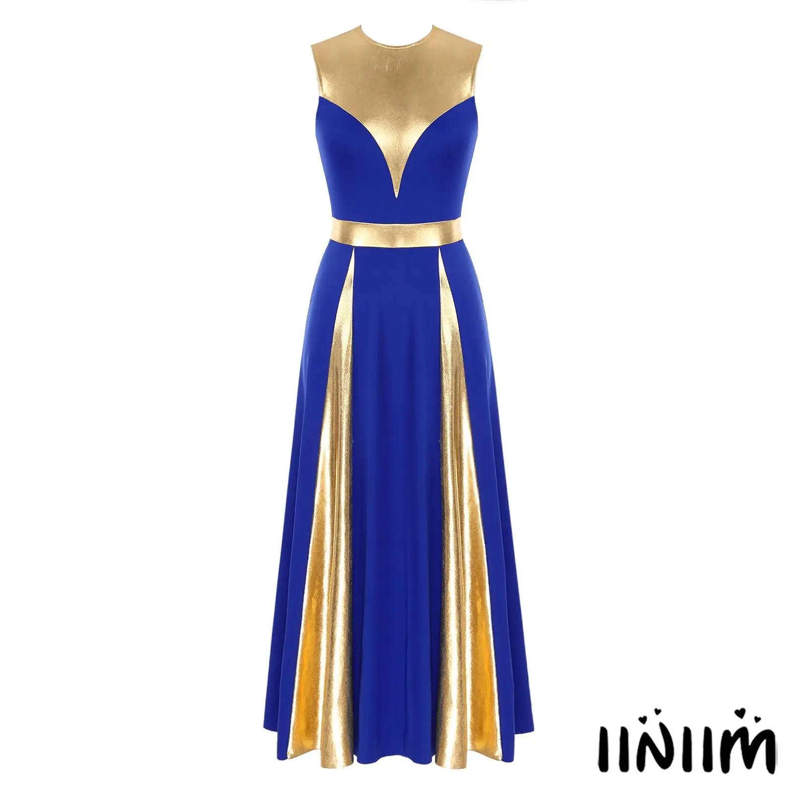 Women's Sleeveless Lyrical Dance Dress Gold Metallic Waist Flared Hem Breathable Fabric for Stage Choir Church Performances
Women's Sleeveless Lyrical Dance Dress Gold Metallic Waist Flared Hem Breathable Fabric for Stage Choir Church Performances