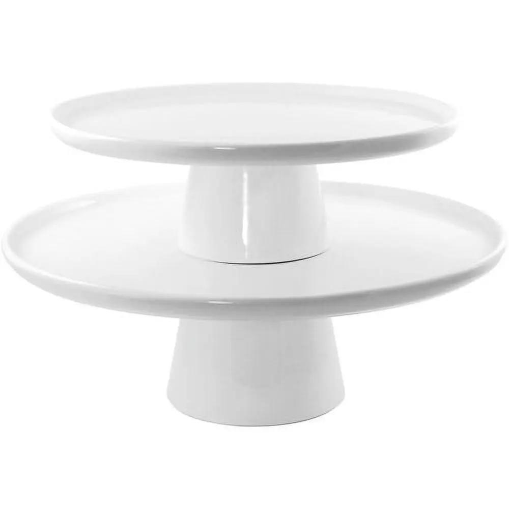 2-piece white cake stand set for display and serving
2-piece white cake stand set for display and serving