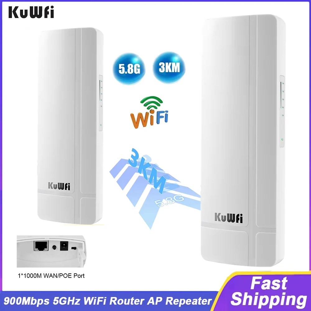 KuWFi 900Mbps 5GHz WiFi Router Gigabit Ethernet Port Outdoor Wi-Fi Signal Amplifier PTP 3KM 14dBi Panel Antenna AP Repeater Mode
KuWFi 900Mbps 5GHz WiFi Router Gigabit Ethernet Port Outdoor Wi-Fi Signal Amplifier PTP 3KM 14dBi Panel Antenna AP Repeater Mode