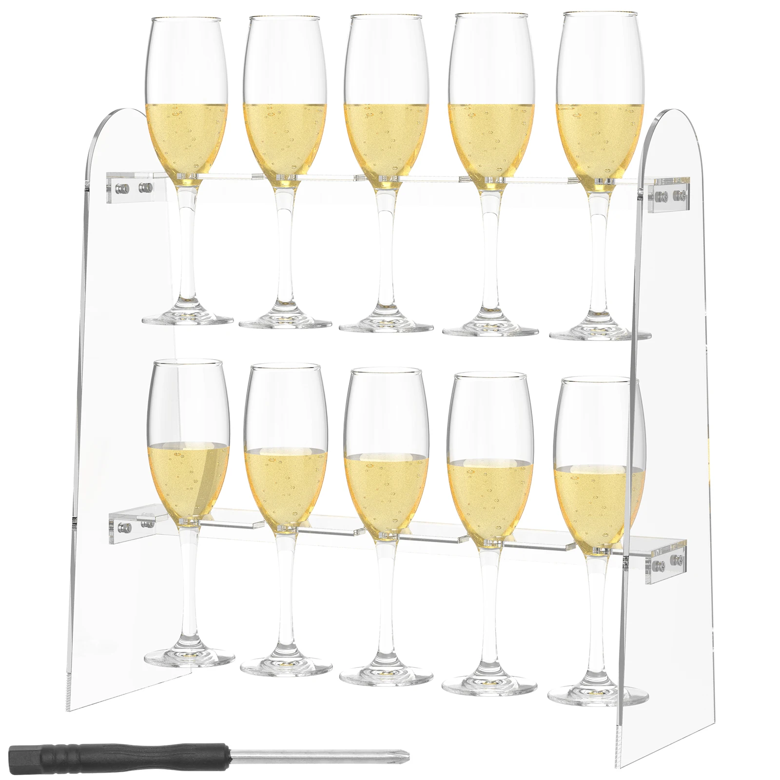2 Tier Acrylic Champagne Flute Holder with10 Slots Detachable Tabletop Champagne Flute Stand for Wedding Party Kitchen Bar Stand
2 Tier Acrylic Champagne Flute Holder with10 Slots Detachable Tabletop Champagne Flute Stand for Wedding Party Kitchen Bar Stand