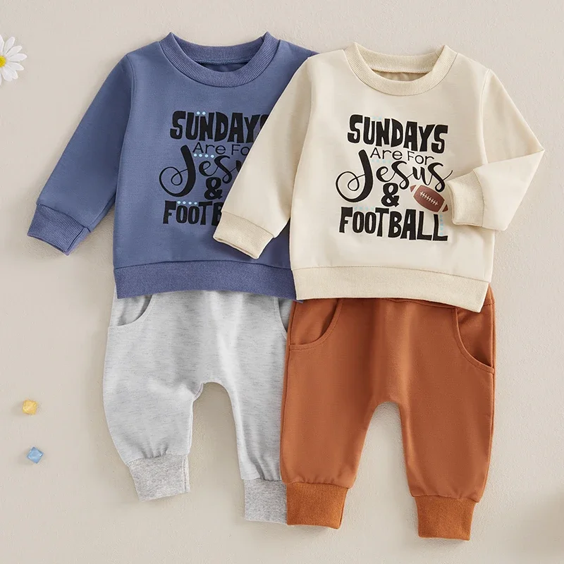 Baby Boy Girl Infant Football Letter Print Long Sleeve Sweatshirt Elastic Waist Pants Set Outfits Newborn Clothes
Baby Boy Girl Infant Football Letter Print Long Sleeve Sweatshirt Elastic Waist Pants Set Outfits Newborn Clothes