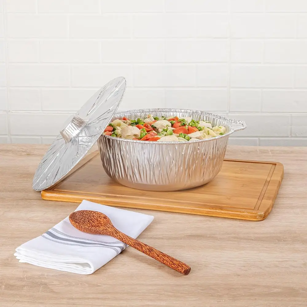 Oil-Safe 5.6 Qt Pans & Lids, 100 Disposable Pots with Lids - Ideal for Oven, Stove, Freezing, Camping, Picnics & More
Oil-Safe 5.6 Qt Pans & Lids, 100 Disposable Pots with Lids - Ideal for Oven, Stove, Freezing, Camping, Picnics & More