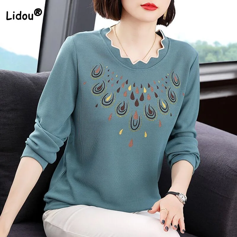 Fashion Casual Round Neck Printing T-shirt Women's Clothing Autumn All-match Comfortable Long Sleeve Pullovers Tops for Female
Fashion Casual Round Neck Printing T-shirt Women's Clothing Autumn All-match Comfortable Long Sleeve Pullovers Tops for Female