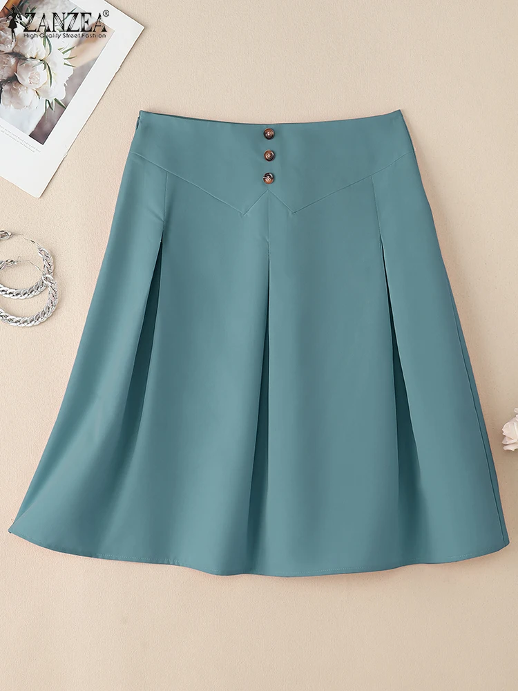 ZANZEA Casual Solid Color Faldas Commute Office Fashion Elegant Inverted Pleats Jupes Femme High Waist Woman A-line Midi Skirts
ZANZEA Casual Solid Color Faldas Commute Office Fashion Elegant Inverted Pleats Jupes Femme High Waist Woman A-line Midi Skirts