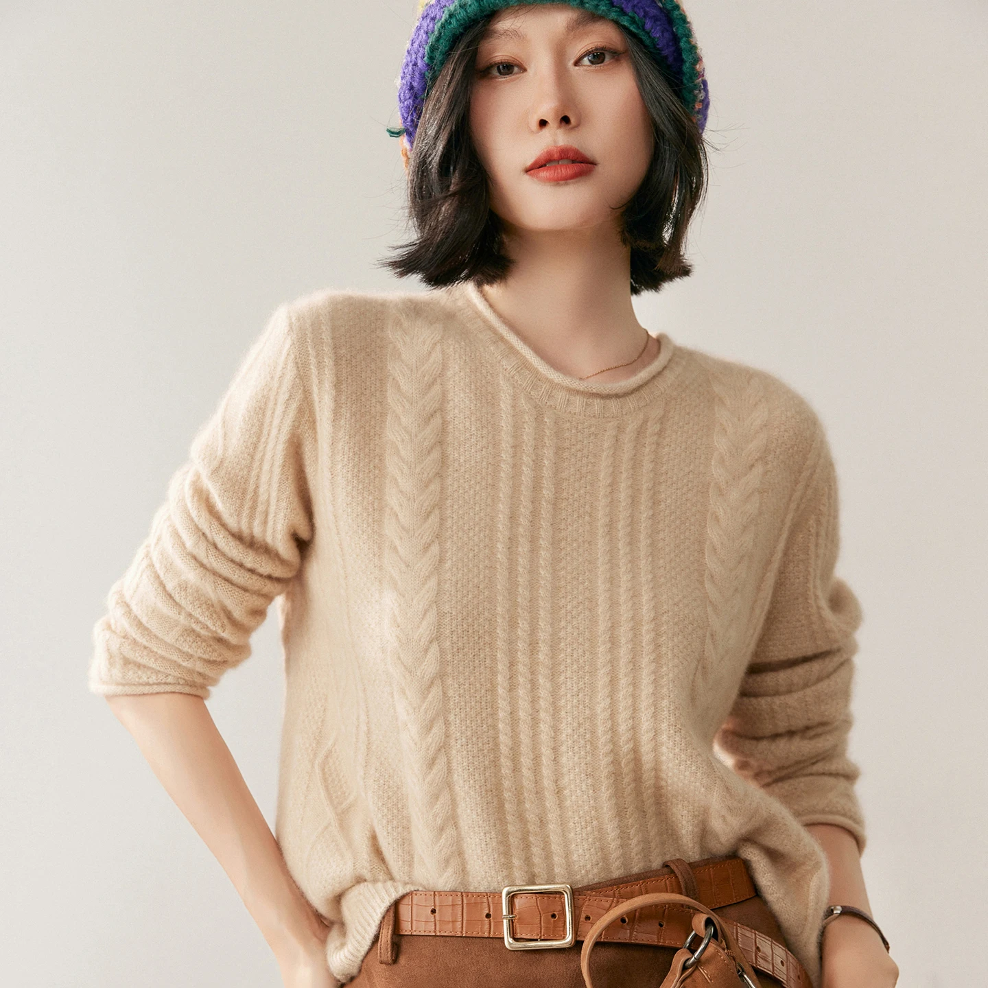 Autumn Winter Women's Sweater Pullover 100% Cashmere Sweater Loose O-Neck Jacquard Cozy Warm Clothing French Style Elegant Tops
Autumn Winter Women's Sweater Pullover 100% Cashmere Sweater Loose O-Neck Jacquard Cozy Warm Clothing French Style Elegant Tops