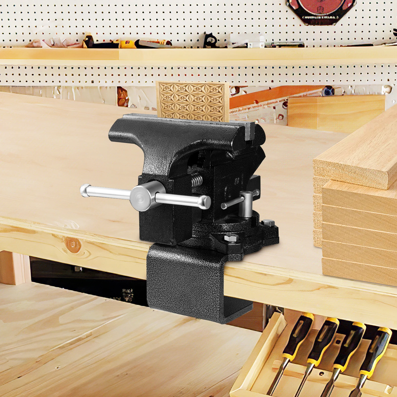 Work Bench Vise Heavy Duty 2-in-1 Bench Vises Multi-Functional Home Vise w/Swivel Base,Forged Steel Vise Clamp, Woodworking Vise
Work Bench Vise Heavy Duty 2-in-1 Bench Vises Multi-Functional Home Vise w/Swivel Base,Forged Steel Vise Clamp, Woodworking Vise