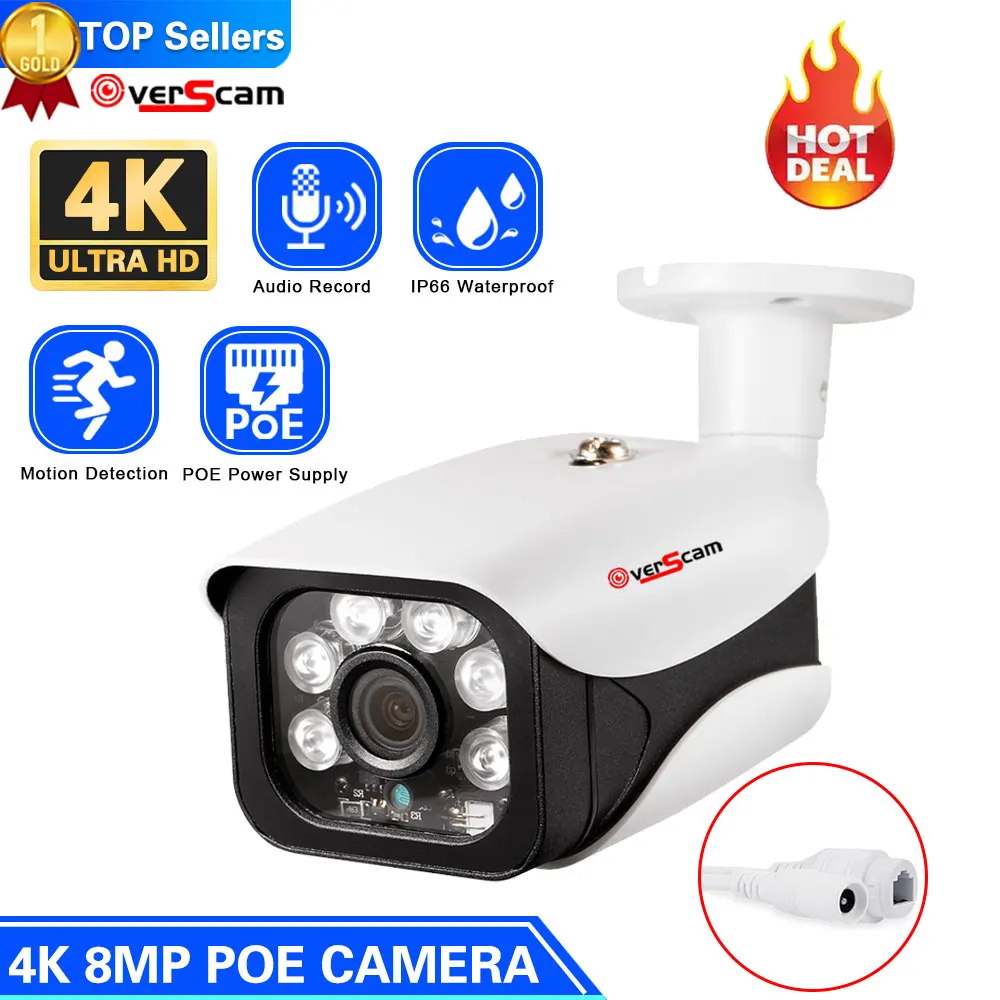 New 4K 8MP IP Camera Audio Record Outdoor Waterproof POE H.265 Metal Bullet CCTV Home 5MP Night Vision Security Camera
New 4K 8MP IP Camera Audio Record Outdoor Waterproof POE H.265 Metal Bullet CCTV Home 5MP Night Vision Security Camera