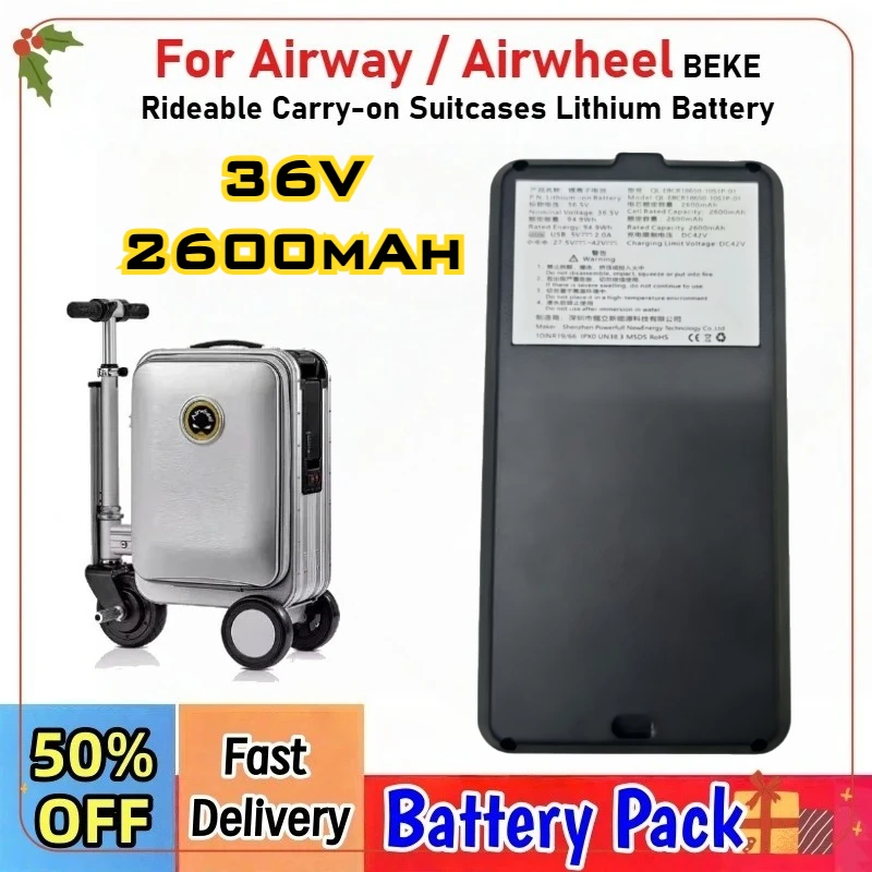 【3C Certification】36V 2600mAh Electric Luggage Battery for Airway / Airwheel BEKE Rideable Carry-on Suitcases Lithium Battery
【3C Certification】36V 2600mAh Electric Luggage Battery for Airway / Airwheel BEKE Rideable Carry-on Suitcases Lithium Battery