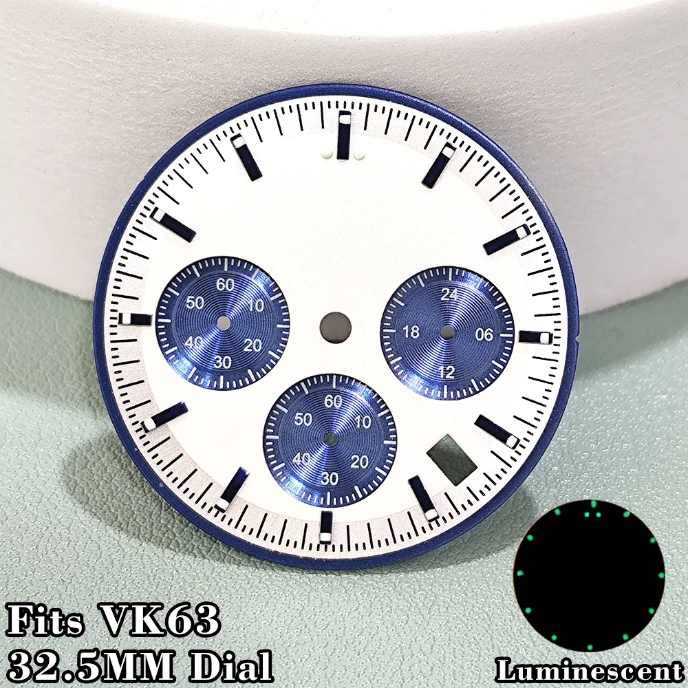 Custom Logo Dial Fit VK63 Dial 32.5MM Watch Dials Green Luminous Speed Master Modified Chronograph Replace Parts Accessories 
Custom Logo Dial Fit VK63 Dial 32.5MM Watch Dials Green Luminous Speed Master Modified Chronograph Replace Parts Accessories