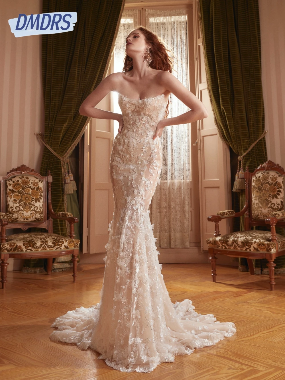 Delicate Appliques Strapless Wedding Dress Romantic Mermaid Dress Corset Bride Modern Customized Classy Women Bridal Gown
Delicate Appliques Strapless Wedding Dress Romantic Mermaid Dress Corset Bride Modern Customized Classy Women Bridal Gown