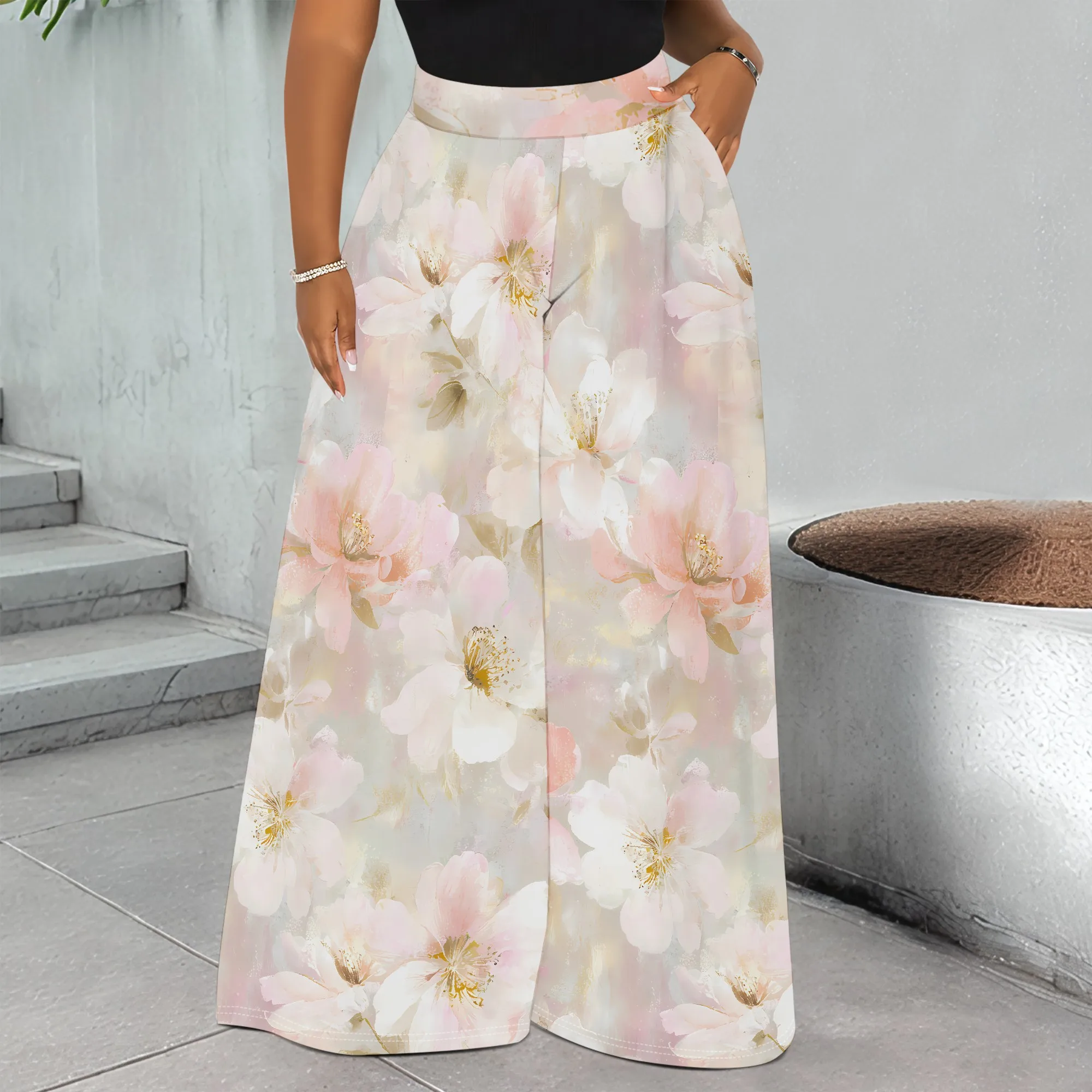 Floral Print Wide Leg Pants, Pink Flower Trousers, High Waist Palazzo Pants for Women, Summer Casual Beach Wear, S-2XL
Floral Print Wide Leg Pants, Pink Flower Trousers, High Waist Palazzo Pants for Women, Summer Casual Beach Wear, S-2XL