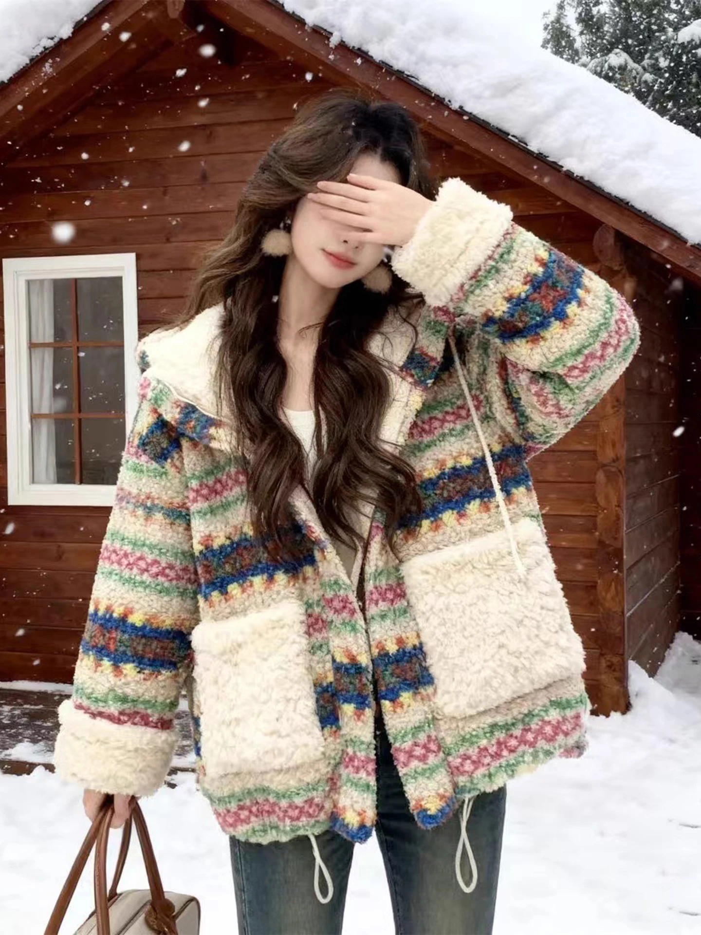 Retro Geometric Double-Sided Wearable Hooded Lamb Fur Jaet Women's Winter New Sle Double ket Warm Cotton Coat
Retro Geometric Double-Sided Wearable Hooded Lamb Fur Jaet Women's Winter New Sle Double ket Warm Cotton Coat