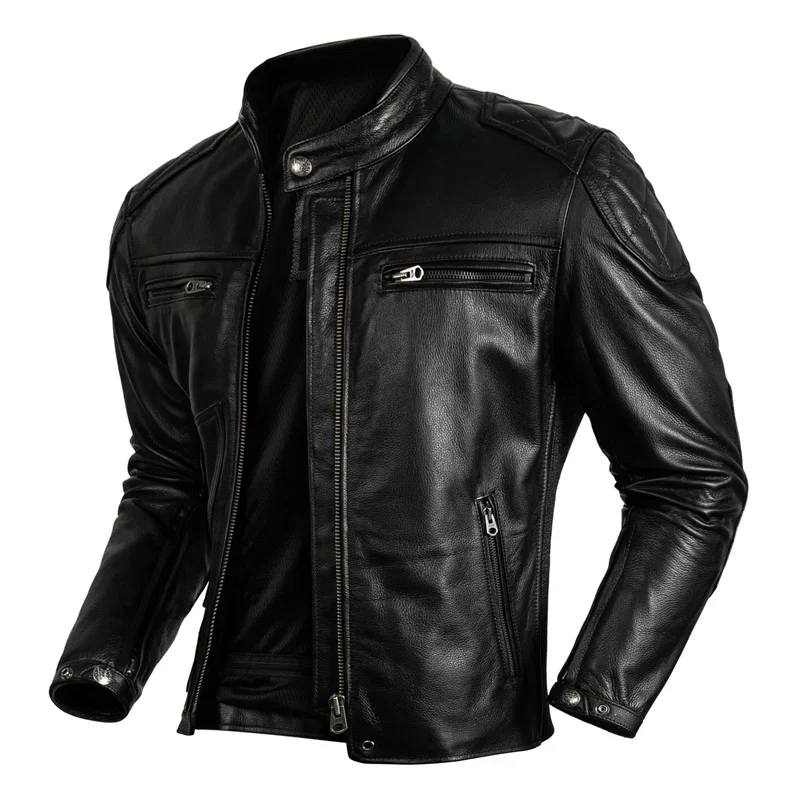 Men Black Stand Collar Short Genuine Leather Coat High Quality Motorcycle Jackets 2026 New Top Layer Cowhide Leather Jacket
Men Black Stand Collar Short Genuine Leather Coat High Quality Motorcycle Jackets 2026 New Top Layer Cowhide Leather Jacket