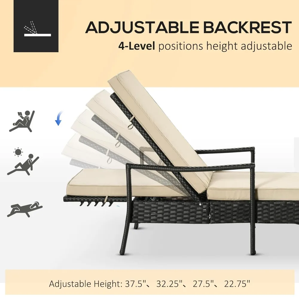 Wicker Chaise Lounge, 4 Position Adjustable Backrest and Cushions Outdoor Lounge Chair PE Rattan Sun Lounger for, Customized
Wicker Chaise Lounge, 4 Position Adjustable Backrest and Cushions Outdoor Lounge Chair PE Rattan Sun Lounger for, Customized