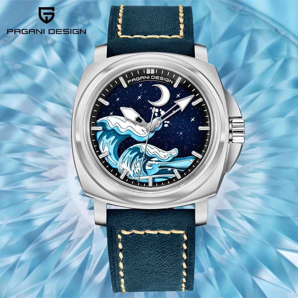 PAGANI DESIGN Brand Design 014 Men's Automatic Mechanical Watch TMI NH35A Sapphire Glass Wave and Moonlight C3 Lumen Dial
PAGANI DESIGN Brand Design 014 Men's Automatic Mechanical Watch TMI NH35A Sapphire Glass Wave and Moonlight C3 Lumen Dial