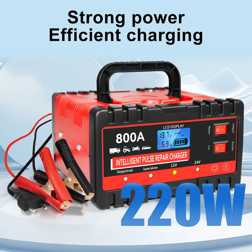 12V Portable Multifunctional Smart Battery Charger Intelligent Pulse Repair Car Motorcycle Battery Charging
12V Portable Multifunctional Smart Battery Charger Intelligent Pulse Repair Car Motorcycle Battery Charging