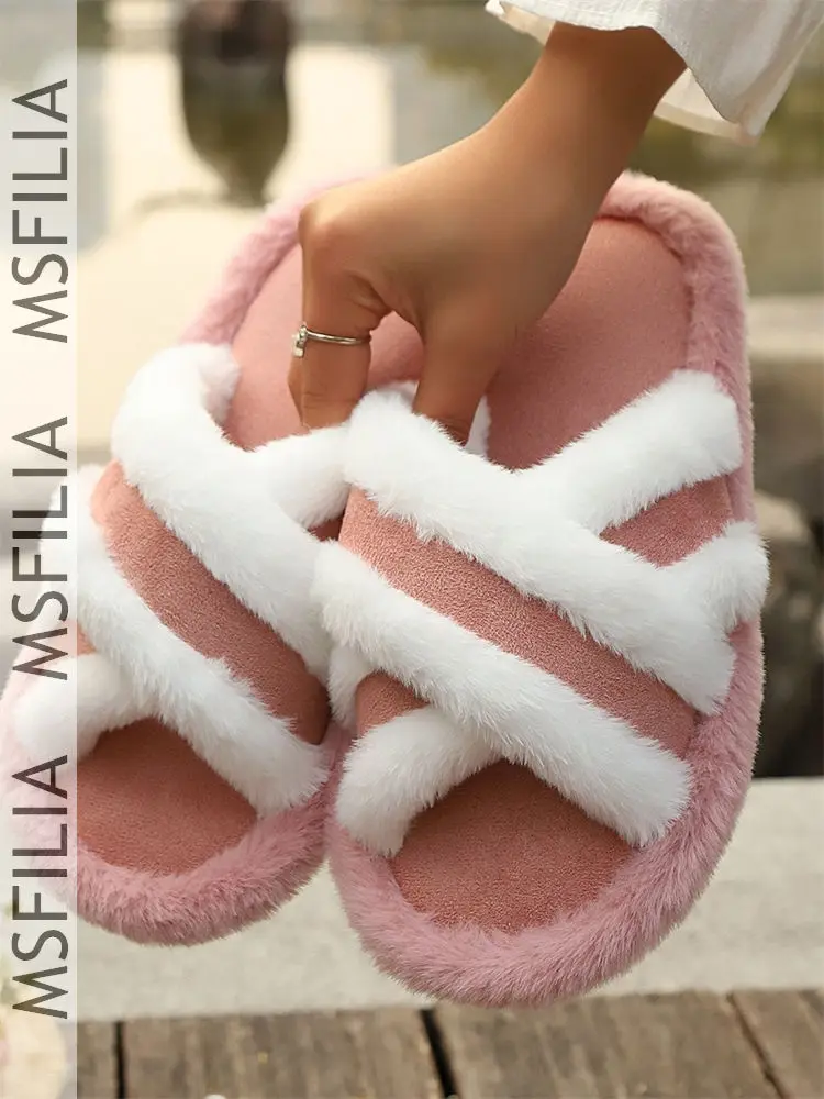 Msfilia Cross Strap Splicing Warm And Casual Thick Soled Slippers For Women, Comfortable Fur Slippers For Spring And Autumn
Msfilia Cross Strap Splicing Warm And Casual Thick Soled Slippers For Women, Comfortable Fur Slippers For Spring And Autumn