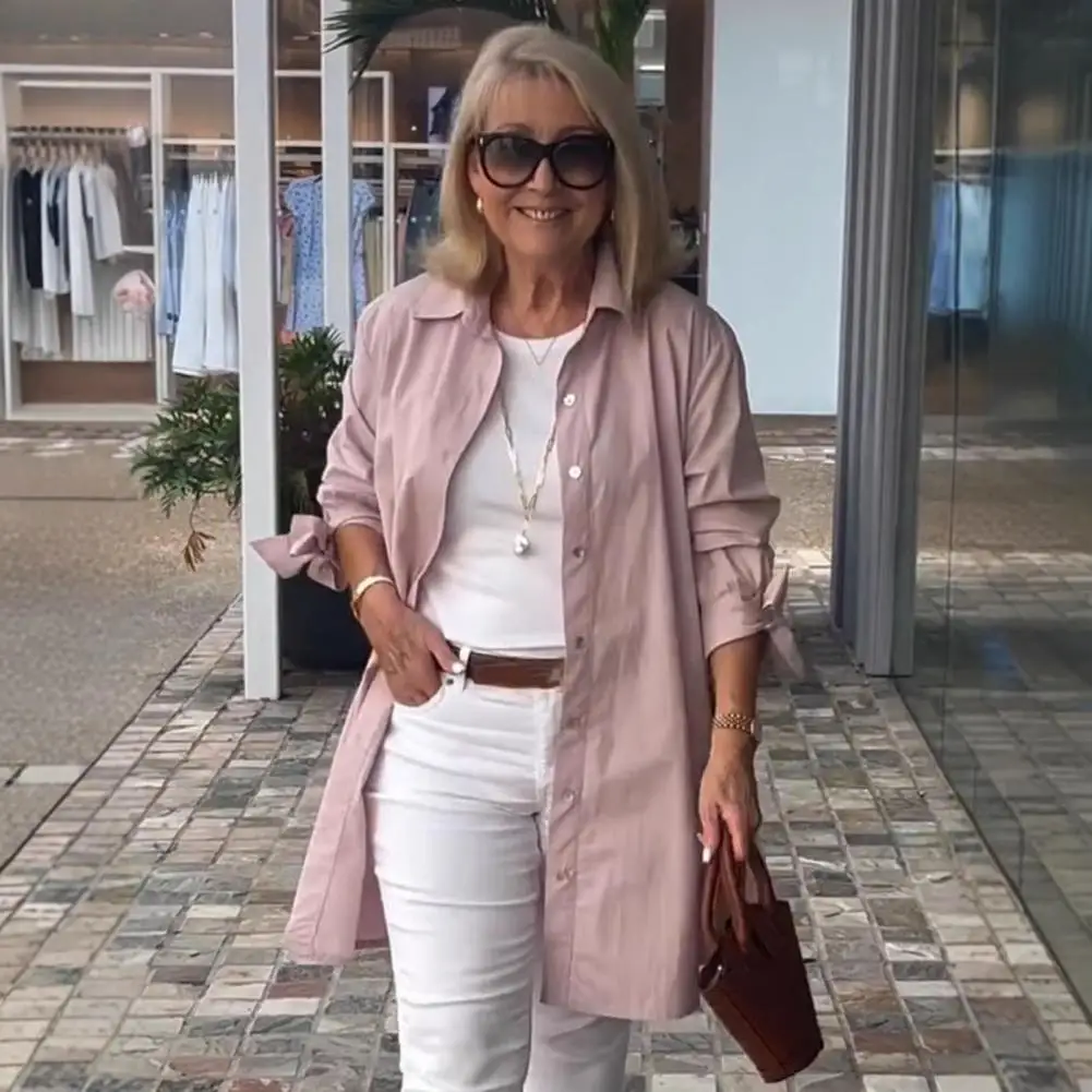 Long Sleeve Shirt with Straps Women Pink Shirt with Lapels Long Sleeve Lapel Button Shirt Solid Color Mid-length Casual Tops
Long Sleeve Shirt with Straps Women Pink Shirt with Lapels Long Sleeve Lapel Button Shirt Solid Color Mid-length Casual Tops