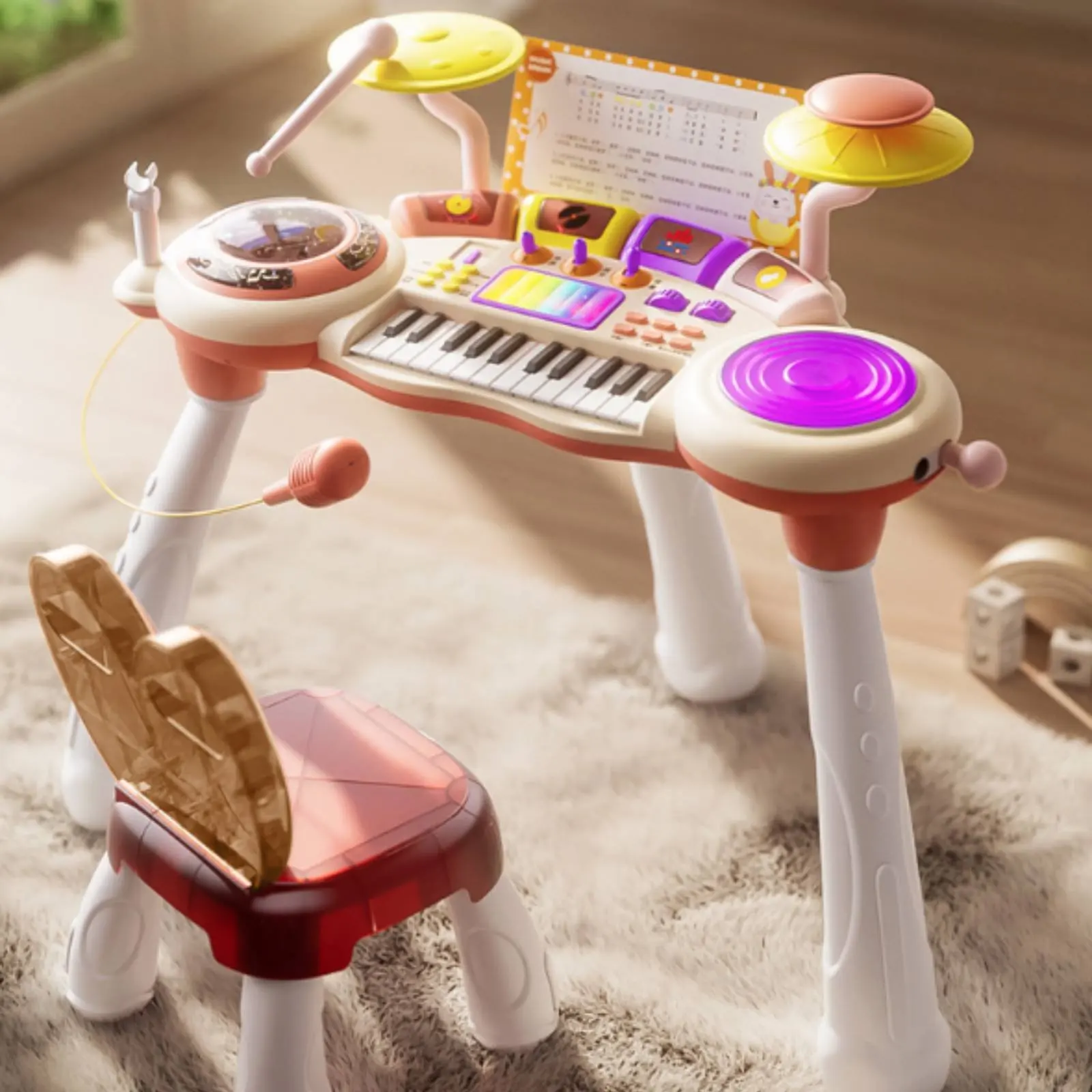 DJ Piano Toy Educational Multifunction Keyboard Toy Kids Keyboard with Drum Pads 2 in 1 Plaything LED Lights for Gift Giving
DJ Piano Toy Educational Multifunction Keyboard Toy Kids Keyboard with Drum Pads 2 in 1 Plaything LED Lights for Gift Giving