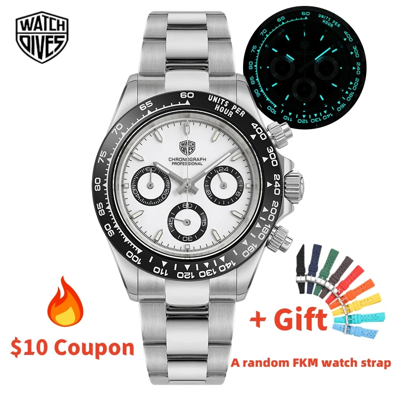 Watchdives WD16500 39mm VK63 Chronograph Watch Sapphire Crystal Swiss BGW9 Blue super luminous 100M Waterproof Wristwatch
Watchdives WD16500 39mm VK63 Chronograph Watch Sapphire Crystal Swiss BGW9 Blue super luminous 100M Waterproof Wristwatch
