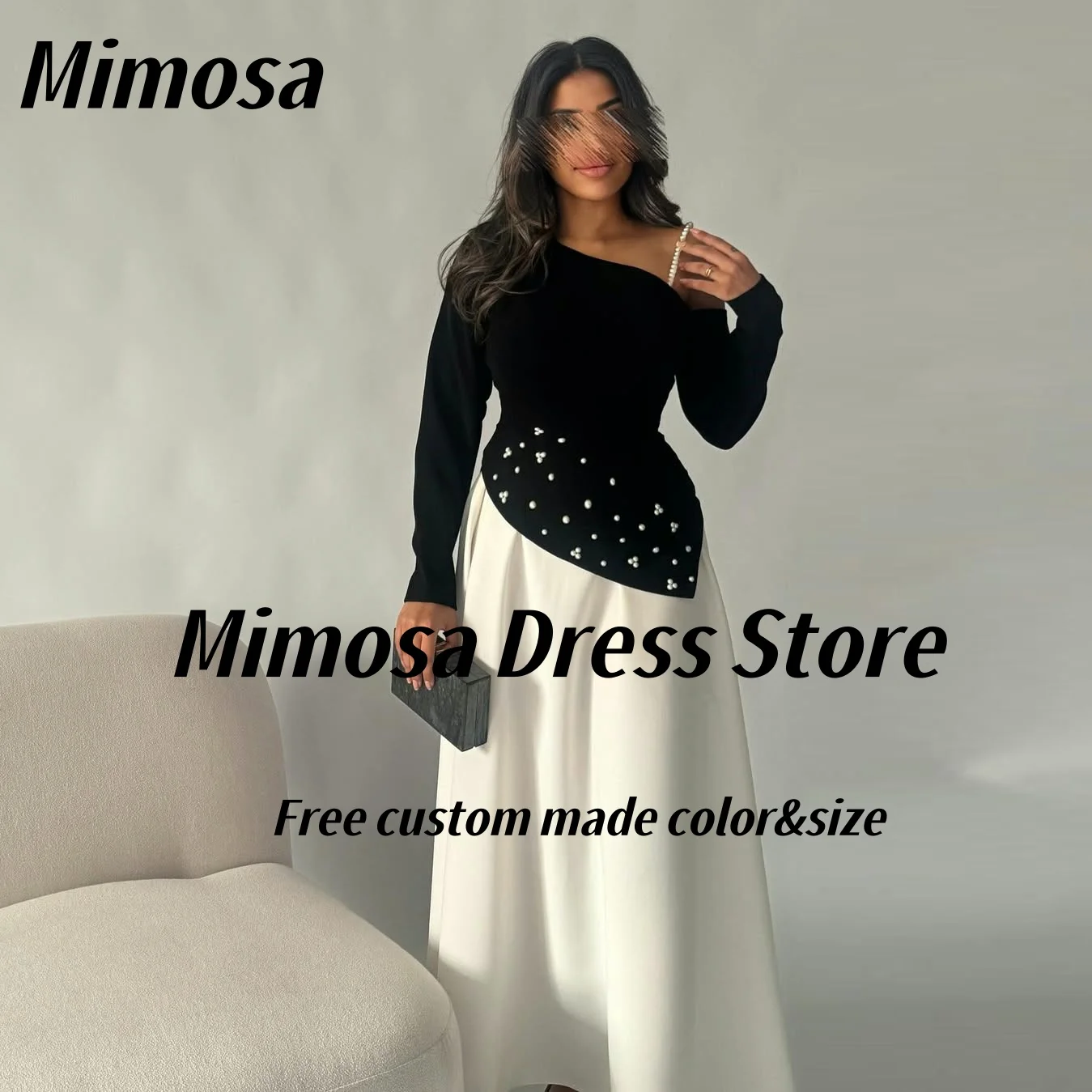 Mimosa 2025 Prom Dresses Contrast Color Vestidos Des Noches Long Sleeves Bead Evening Party Saudi Women Formal Gowns Customized
Mimosa 2025 Prom Dresses Contrast Color Vestidos Des Noches Long Sleeves Bead Evening Party Saudi Women Formal Gowns Customized