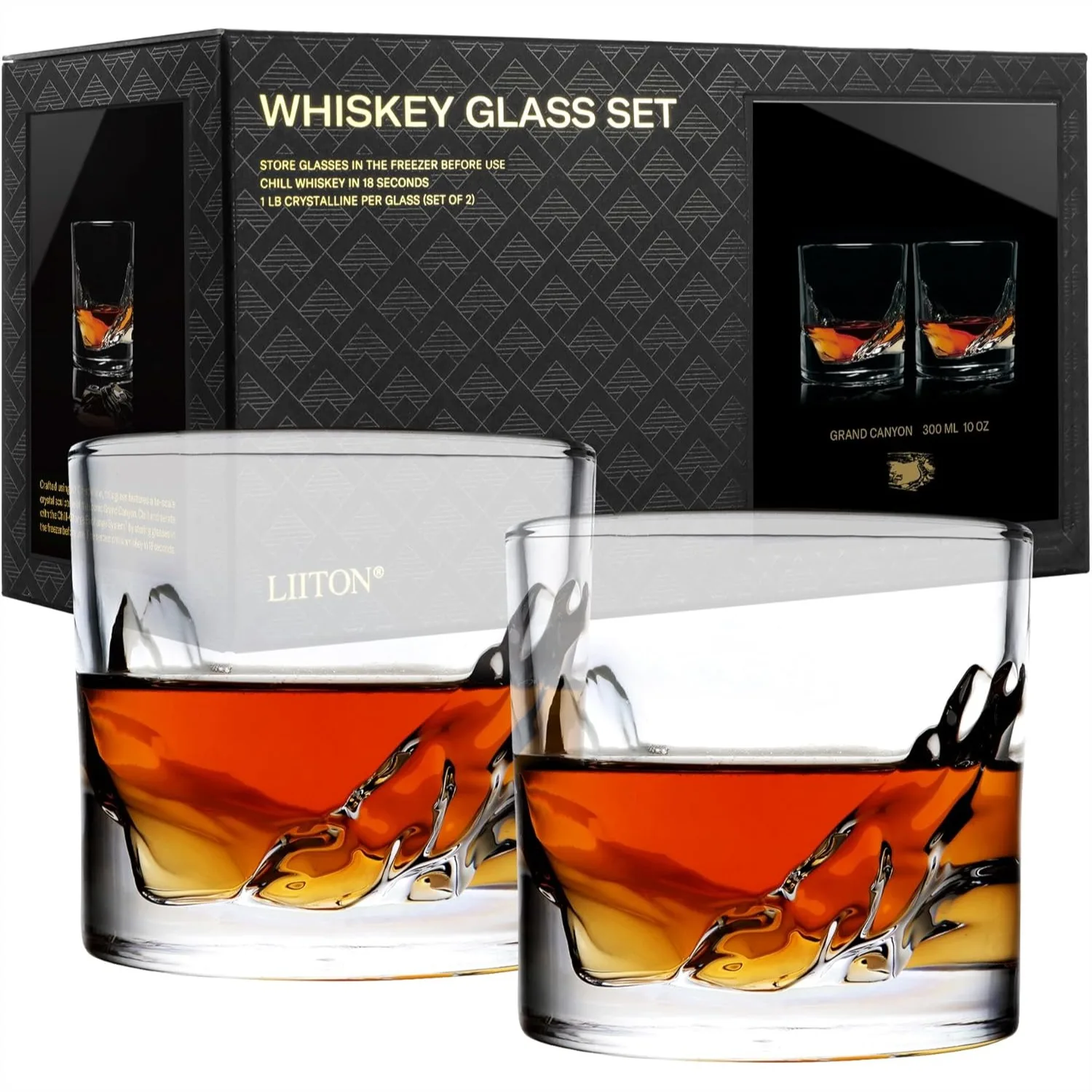 Grand Canyon Whiskey Glasses Gift Set of 2, Thick Freezable Bourbon Glass 1lb Each, Frozen Crystal Chills Cocktails, 10 oz
Grand Canyon Whiskey Glasses Gift Set of 2, Thick Freezable Bourbon Glass 1lb Each, Frozen Crystal Chills Cocktails, 10 oz