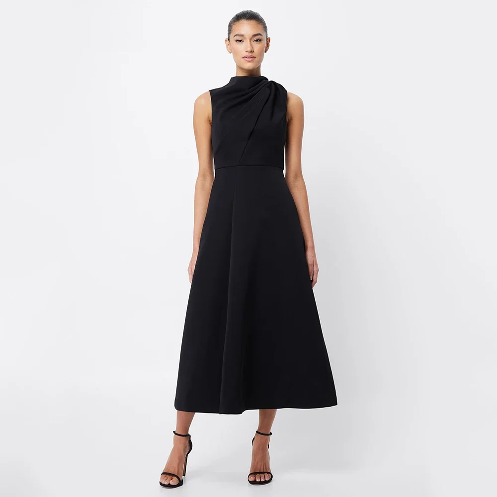 Chic Women Prom Dresses Ruched High Collar Sleeveless Party Gowns Elegant Cocktail A-Line Ankle Length Evening Dresses 2025
Chic Women Prom Dresses Ruched High Collar Sleeveless Party Gowns Elegant Cocktail A-Line Ankle Length Evening Dresses 2025