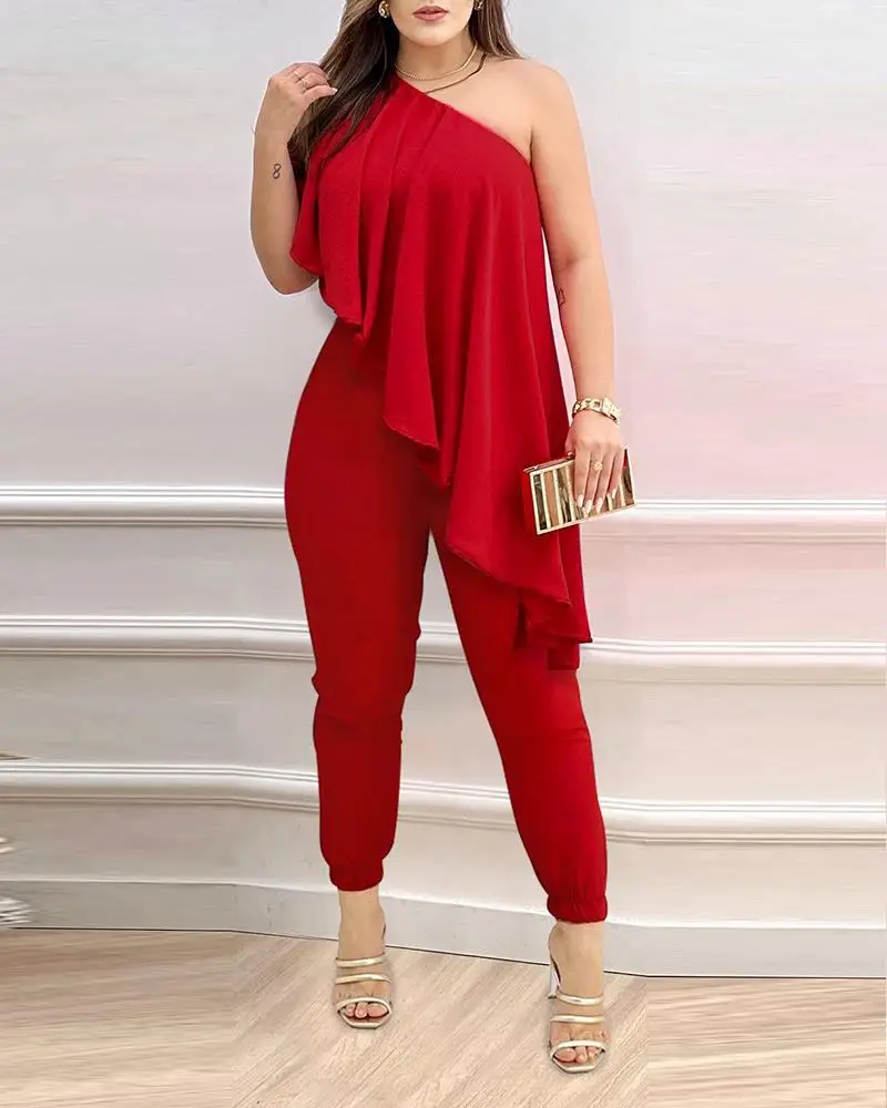 One Shoulder Asymmetrical Jumpsuit with Ruffles Elegant Casual Romper for Women Casual Party Wedding Guest Ladies Jumpsuit
One Shoulder Asymmetrical Jumpsuit with Ruffles Elegant Casual Romper for Women Casual Party Wedding Guest Ladies Jumpsuit
