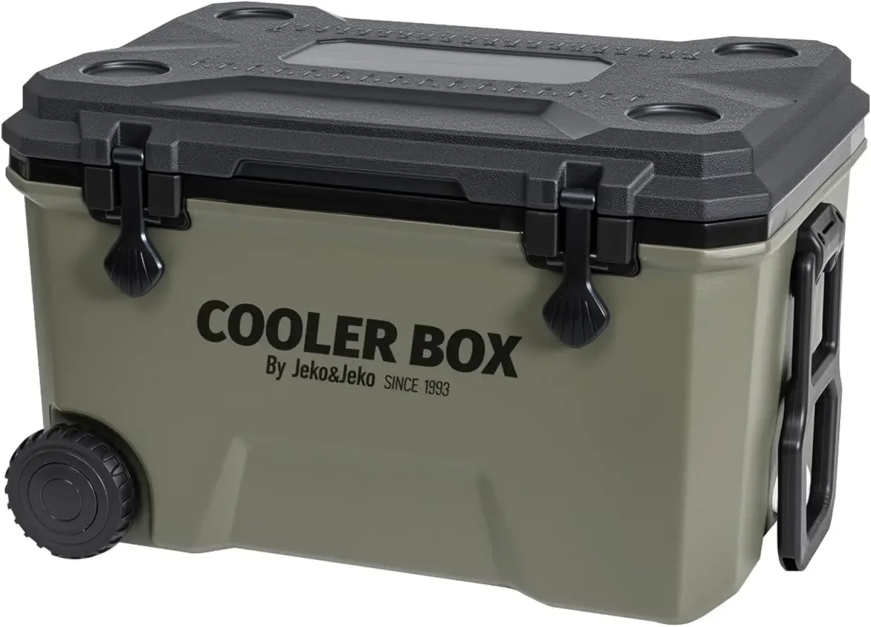 60QT Portable Wheeled Cooler with Ice Packs, Long Insulated Ice Chest with Dual Latches, Cup Holders, Bottle Opener & Drain Valv
60QT Portable Wheeled Cooler with Ice Packs, Long Insulated Ice Chest with Dual Latches, Cup Holders, Bottle Opener & Drain Valv