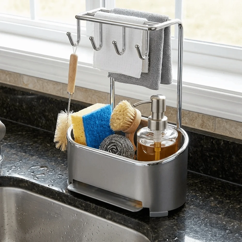 Gunmetal Gray Kitchen Sink Organizer Drainage Base Compact Design Sponge Drainage Rack Functional Design Sleek Modern Look
Gunmetal Gray Kitchen Sink Organizer Drainage Base Compact Design Sponge Drainage Rack Functional Design Sleek Modern Look