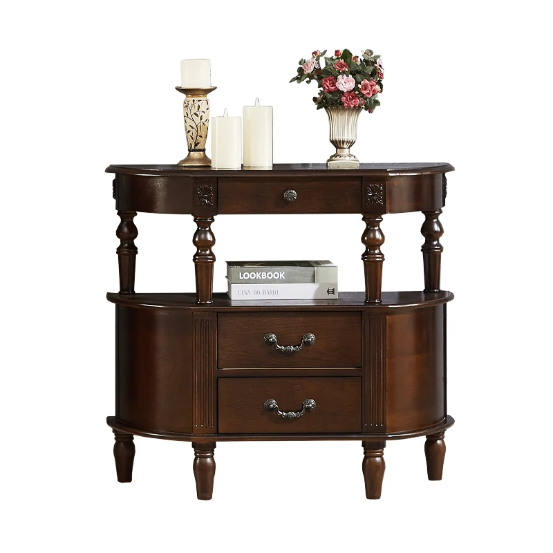 American aisle cabinet solid wood simple semi-round entrance cabinet storage table against the wall storage table
American aisle cabinet solid wood simple semi-round entrance cabinet storage table against the wall storage table