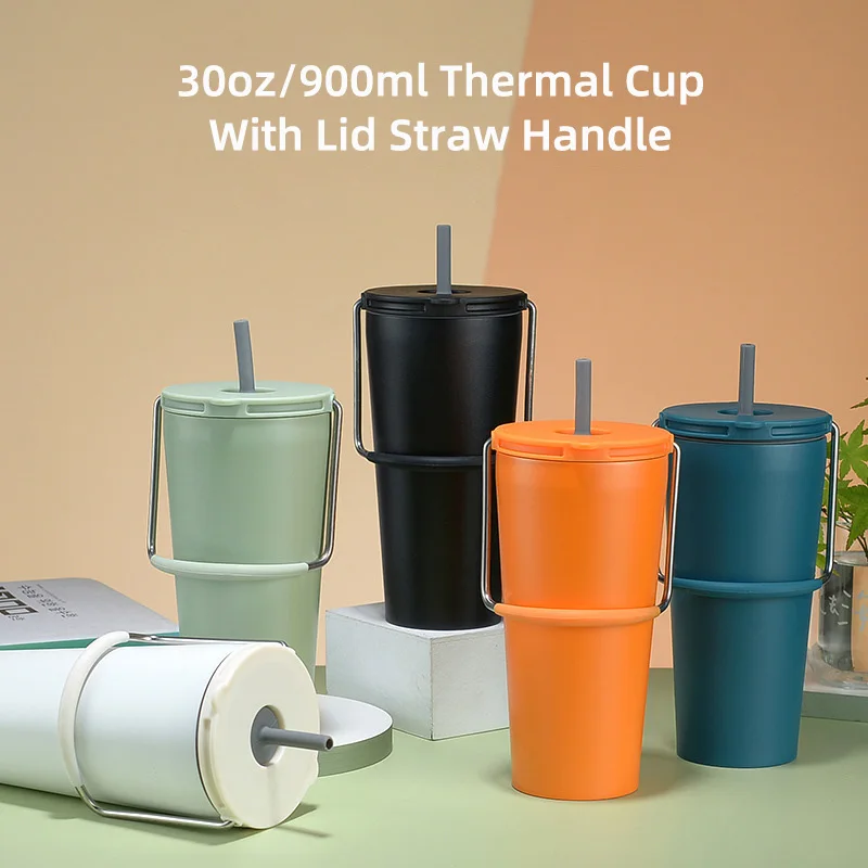 30oz Thermal Cup With Lid Straw Handle Stainless Steel Vacuum Insulated Cold Hot Travel Thermos Water Bottle Car Cup Coffee Cup
30oz Thermal Cup With Lid Straw Handle Stainless Steel Vacuum Insulated Cold Hot Travel Thermos Water Bottle Car Cup Coffee Cup