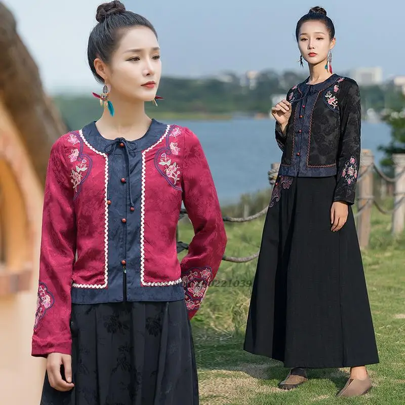 2024 ethnic style vintage harajuku national flower embroidery chinese coat tang suit women elegant short hanfu tops retro jacket
2024 ethnic style vintage harajuku national flower embroidery chinese coat tang suit women elegant short hanfu tops retro jacket
