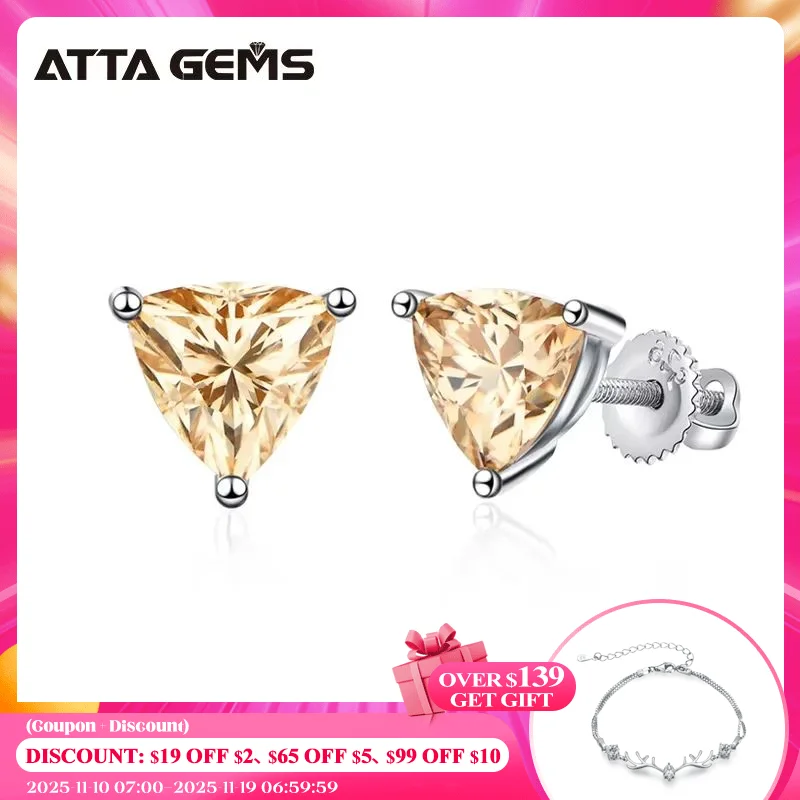 ATTAGEMS Yellow Moissanite 925 Sterling Silver Earring Screw Back Trillion Cut 5*5MM 0.5CT Diamond Earrings For Women Jewelry
ATTAGEMS Yellow Moissanite 925 Sterling Silver Earring Screw Back Trillion Cut 5*5MM 0.5CT Diamond Earrings For Women Jewelry