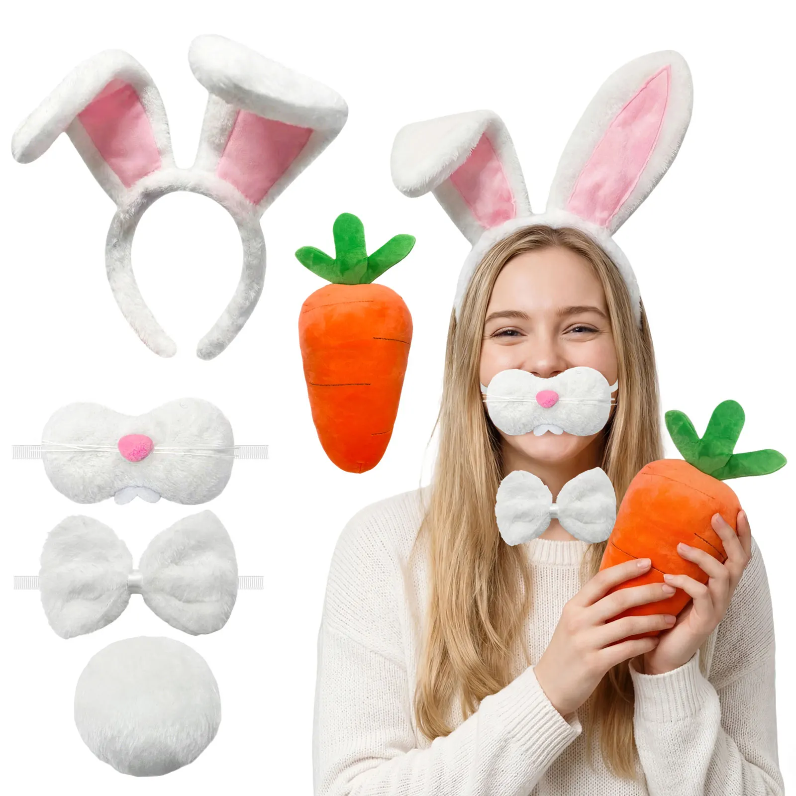 5PCS Easter Festival Party Easter costume,carrot little rabbit set,headband,bow tie,sleeve sleeves,fake tail decoration costume
5PCS Easter Festival Party Easter costume,carrot little rabbit set,headband,bow tie,sleeve sleeves,fake tail decoration costume