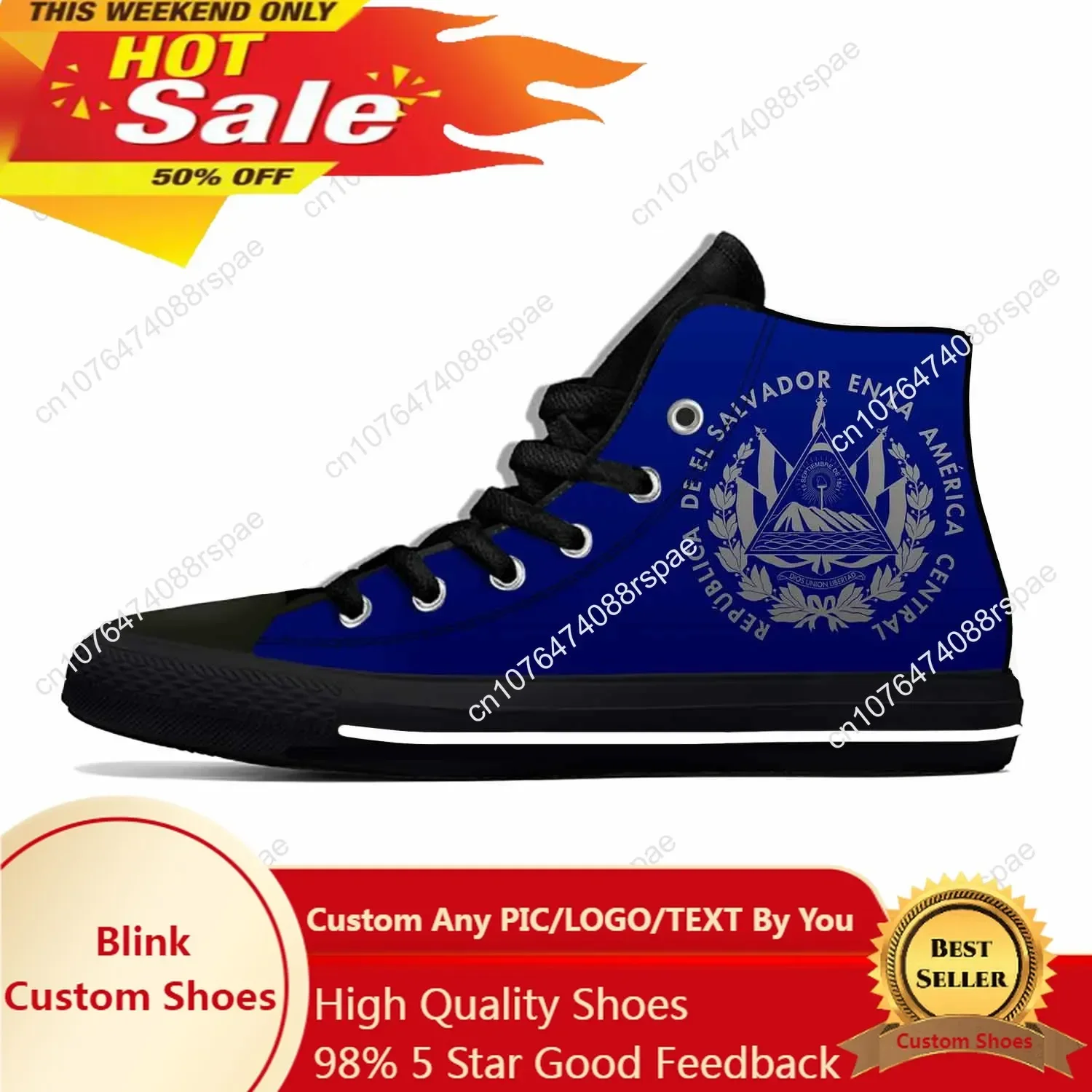 El Salvador Salvadoran Flag Patriotic Pride Funny Casual Cloth Shoes High Top Lightweight Breathable 3D Print Men Women Sneakers
El Salvador Salvadoran Flag Patriotic Pride Funny Casual Cloth Shoes High Top Lightweight Breathable 3D Print Men Women Sneakers