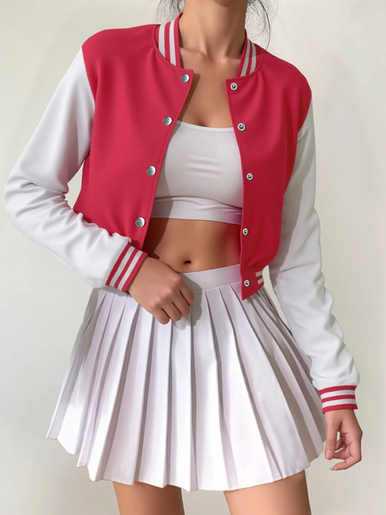 Slim Fit Cropped Baseball Jacket, Snap-Front Varsity Coat for Night Out & Date Night
Slim Fit Cropped Baseball Jacket, Snap-Front Varsity Coat for Night Out & Date Night