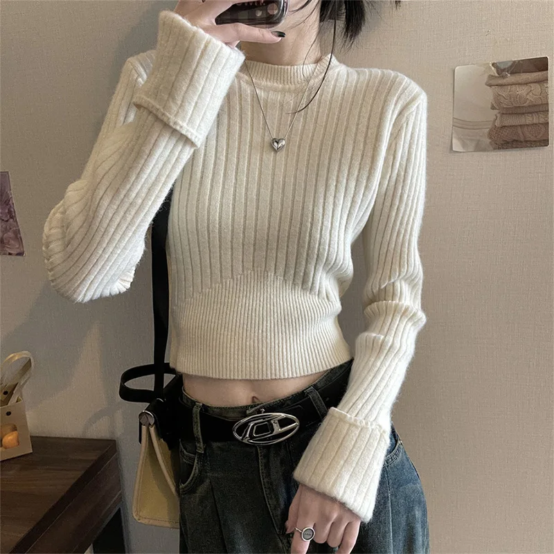 Spring Fashion Solid Short Elastic Sweaters Women's Clothing Slim O-neck Soft Casual Knitted Tops
Spring Fashion Solid Short Elastic Sweaters Women's Clothing Slim O-neck Soft Casual Knitted Tops