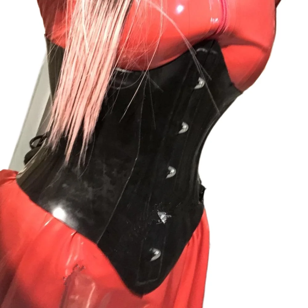 Womens 0.8MM Latex Corset Black Rubber Top Waist Cincher with Side Vertical Metal Buckles & W‑Cut Bottom Hem
Womens 0.8MM Latex Corset Black Rubber Top Waist Cincher with Side Vertical Metal Buckles & W‑Cut Bottom Hem